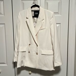 NWT Zara Cream Double Breasted Blazer